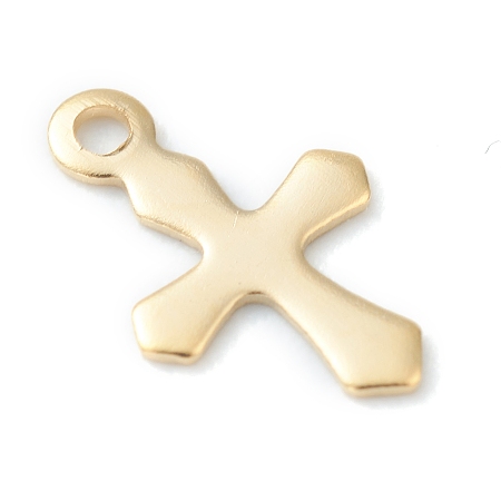Honeyhandy 304 Stainless Steel Tiny Cross Charms, Laser Cut, Golden, 9x6x0.4mm, Hole: 0.9mm