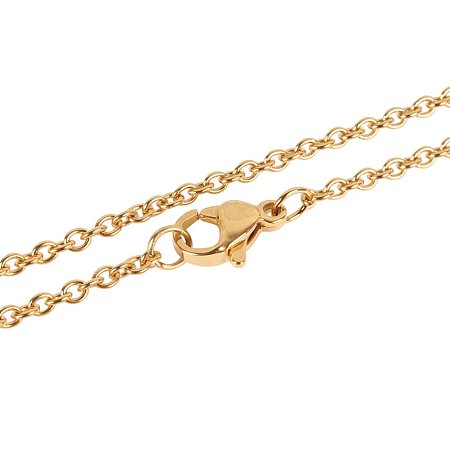 NBEADS 10 Strands 17.7 Inch Gold Plated Cross Chain Necklace Link Cable Chain Charms with Lobster Clasps for Jewelry Making