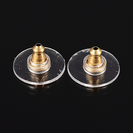 Honeyhandy 304 Stainless Steel Ear Nuts, Bullet Clutch Earring Backs with Pad, for Droopy Ears, with Plastic, Golden, 11x6mm, Hole: 1mm