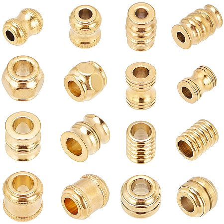 UNICRAFTALE About 16pcs 8 Sizes Golden Grooved Column Beads Metal Loose Beads 4-6mm Hole Stainless Steel Bead Spacers for Jewelry Making Findings DIY 9-12mm