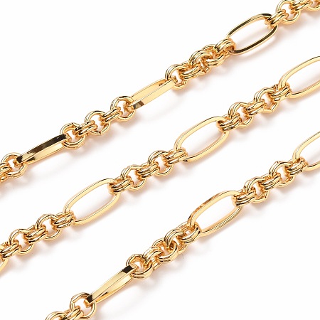 Honeyhandy 3.28 Feet Brass Link Chains, Unwelded, Real 18K Gold Plated, Link: 12x6x1.5mm, Ring: 5x2mm