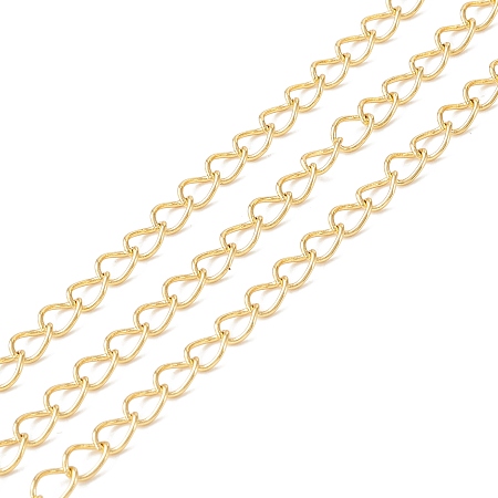 Honeyhandy 3.28 Feet Brass Curb Chains, Long-Lasting Plated, Soldered, Cadmium Free & Lead Free, Real 18K Gold Plated, 5x3.8x0.6mm
