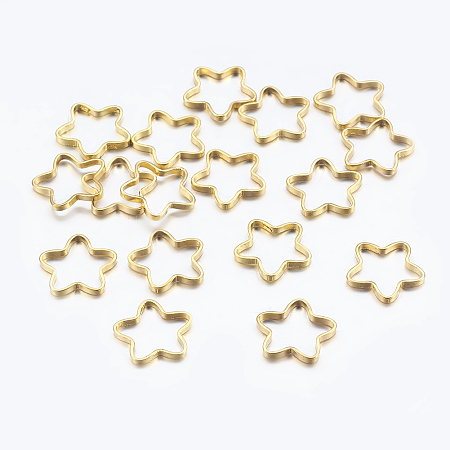 Honeyhandy Brass Links connectors, Metal Connector for DIY Jewelry Making, , Flower, Golden, about 9~10mm in diameter, 1mm thick