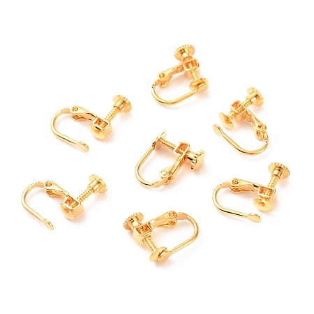 Honeyhandy Brass Clip-on Earring Findings, Long-Lasting Plated, Real 18K Gold Plated, 14x12x5mm