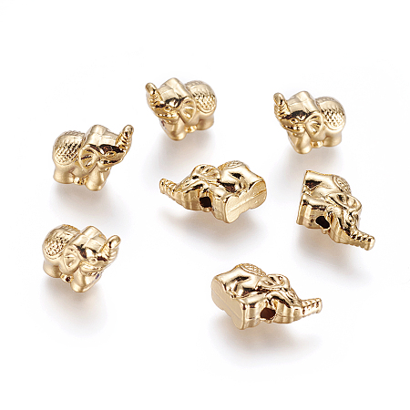 Honeyhandy Alloy Beads, Long-Lasting Plated, Elephant, Golden, 11.5x6x11mm, Hole: 1.8mm