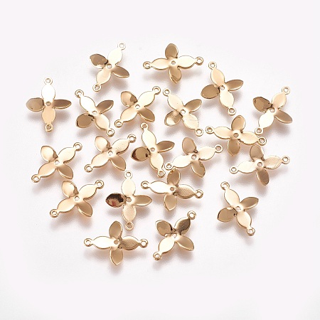 Honeyhandy Brass Links connectors, Real 18K Gold Plated, Flower, 15x11x1mm, Hole: 1mm