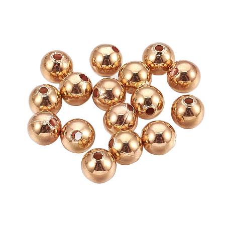ARRICRAFT Brass Bead Spacers, Real Gold Plated, Round, 6mm, Hole: 1mm