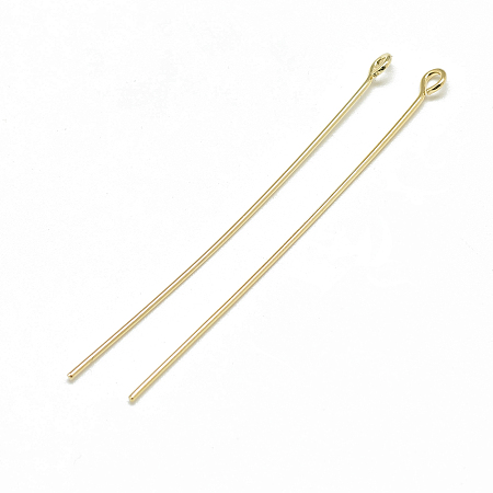 Honeyhandy Brass Eye Pins, Real 18K Gold Plated, 50x0.8mm, Hole: 1mm