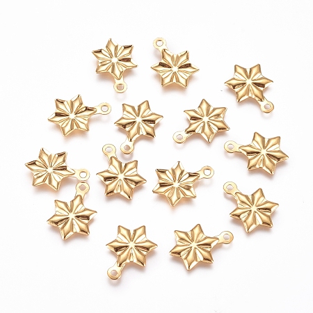 Honeyhandy 304 Stainless Steel Pendants, Snowflake, for Christmas, Golden, 14x9.5x1mm, Hole: 1.2mm