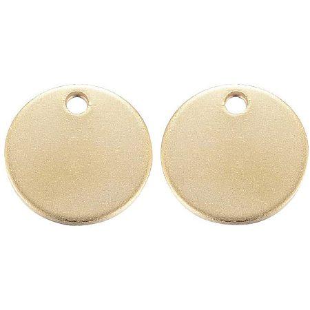 UNICRAFTALE About 10pcs Stainless Steel Pendants Flat Round Pendants Blank Stamping Tag Pendants Golden Charms Small Hole Charms for Necklace Jewelry Crafting Making 12x1mm, Hole 2mm