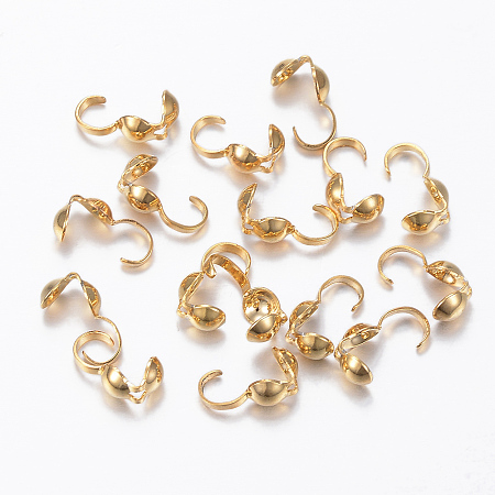 Honeyhandy 304 Stainless Steel Bead Tips, Calotte Ends, Clamshell Knot Cover, Real 24K Gold Plated, 9x3.8x4mm, Inner Diameter: 3.5mm