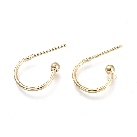 Honeyhandy 304 Stainless Steel Earring Hooks, Real 24K Gold Plated, 12.5x18.5x2.5mm, Pin: 0.8mm