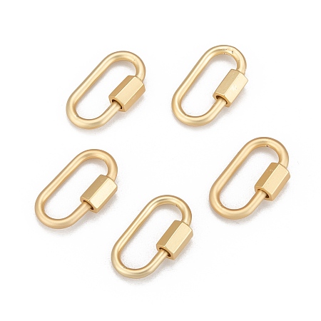 ARRICRAFT Brass Screw Carabiner Lock Charms, for Necklaces Making, Long-Lasting Plated, Oval, Real 18K Gold Plated, 20x10x1.9mm