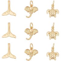 CHGCRAFT 18Pcs 3Styles Sea Turtle Elephant Whale Fishtail Shape Charms Long Lasting Plated Brass Pendants for Necklace Bracelets Jewelry Making Handmade Crafts Making