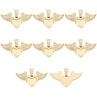 UNICRAFTALE 8pcs Golden Heart with Wing Charms Stainless Steel Pendants Heart Big Hole Charm for Necklace Jewelry Making,9x5mm Hole