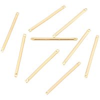 CHGCRAFT 10pcs Brass Strip Shaped Connector Real 18K Gold Plated Links Charm for DIY Jewelry Making 25x1.5mm, Hole 0.8mm