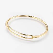 Honeyhandy Brass Bangles, Real 18K Gold Plated, 2 inchx2-3/8 inch(49x61mm)