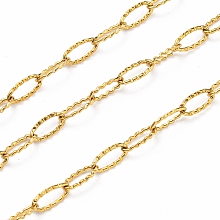 Honeyhandy 304 Stainless Steel Wave Cable Chains, Soldered, with Spool, Real 18K Gold Plated, 6.5x2.5x0.5mm, 10m/roll