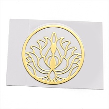 Honeyhandy Self Adhesive Brass Stickers, Scrapbooking Stickers, for Epoxy Resin Crafts, Ring with Flower, Golden, 3x0.05cm