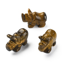 Honeyhandy Natural Tiger Eye Carved Healing Rhinoceros Figurines, Reiki Stones Statues for Energy Balancing Meditation Therapy, 52~58x21.5~24x35~37mm