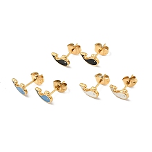 Honeyhandy Ion Plating(IP) Enamel Dolphin Stud Earrings with 316 Surgical Stainless Steel Pins, Gold Plated 304 Stainless Steel Jewelry for Women, Mixed Color, 6x8mm, Pin: 0.8mm