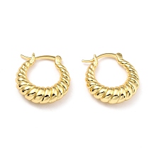 Honeyhandy Brass Hoop Earrings, Long-Lasting Plated, Oval, Real 18K Gold Plated, 20.3x18.3x5.4mm, Pin: 1mm