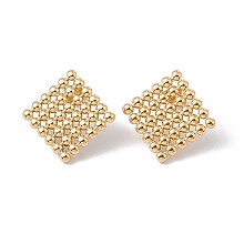 Honeyhandy Ion Plating(IP) 304 Stainless Steel Rhombus Stud Earrings for Women, Golden, 24x24mm, Pin: 0.7mm