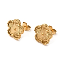 Honeyhandy Ion Plating(IP) 304 Stainless Steel Stud Earrings, Flower, Golden, 13x13mm