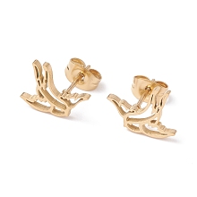 Honeyhandy Swallow Shape 304 Stainless Steel Stud Earrings for Women, Golden, 11x13mm, Pin: 0.7mm