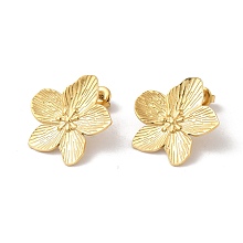 Honeyhandy Ion Plating(IP) 304 Stainless Steel Stud Earrings, Flower, Real 14K Gold Plated, 25x25mm