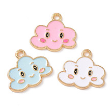 Honeyhandy Alloy Enamel Pendants, Cloud Charm, Golden, 16x18x1.5mm, Hole: 1.8mm