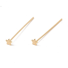 Honeyhandy Brass Star Head Pins, Real 24K Gold Plated, 31mm, Pin: 21 Gauge(0.7mm), Star: 3.5x4mm