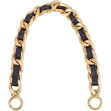 WADORN Leather Braided Purse Handle, 21.6 Inch PU Leather Handbag Chain Strap Short Shoulder Strap Metal Heavy Flat Bag Chain Replacement with Spring Buckle for Tote Satchel Wallet, Gold