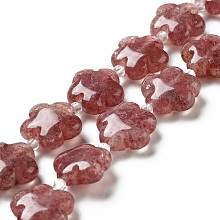 Honeyhandy Natural Strawberry Quartz Beads Strands, 5-petal Flower, 14~15x14~15x6~7mm, Hole: 1.2mm, about 27pcs/strand, 16.14''(41~44.5cm)