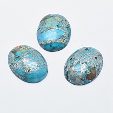 Honeyhandy Regalite/Imperial Jasper/Sea Sediment Jasper Cabochons, with Silver Line, Oval, 25~26x18~19x6~6.5mm