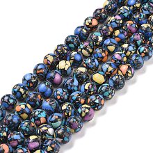 Honeyhandy Natural Howlite Beads Strands, Dyed, Round, Marine Blue, 10mm, Hole: 1.2mm, about 38pcs/strand, 14.96''(38cm)