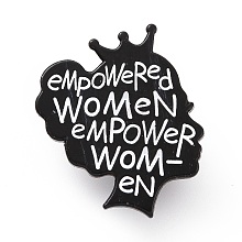 Honeyhandy Word Empowered Women Empower Women Enamel Pin, Electrophoresis Black Alloy Feminism Brooch for Backpack Clothes, Black, 30x27x2mm, Pin: 1.2mm.