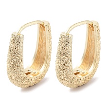 Brass Textured Hoop Earrings, Real 18K Gold Plated, 16x6mm