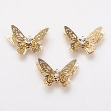 Honeyhandy Brass Micro Pave Cubic Zirconia Pendants, Real 18K Gold Plated, Butterfly, 13.5x20x4mm, Hole: 1mm