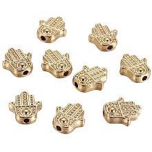 CHGCRAFT 50pcs Elactroplated Brass Beads Hamsa Hand Beads Loose Beads Gemstone Golden Beads for Jewelry Making Stands DIY Crafts Stone