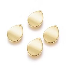 Honeyhandy Brass Charms, Long-Lasting Plated, Teardrop, Real 18K Gold Plated, 15x10.5x1mm, Hole: 1.2mm