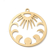 Honeyhandy Brass Pendants, Ring with Phase of the Moon, Golden, 30x27x1mm, Hole: 1.6mm