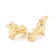 Honeyhandy Brass Charms, Dog Charm, Real 18K Gold Plated, 10x4x16mm, Hole: 1.4mm