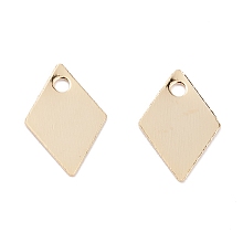 Honeyhandy Brass Charms, Long-Lasting Plated, Rhombus, Real 24K Gold Plated, 9x6x0.2mm, Hole: 1mm