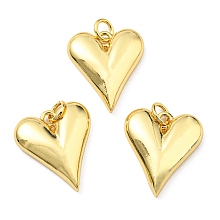 Honeyhandy Brass Pendants, with Jump Ring, Long-Lasting Plated, Lead Free & Cadmium Free, Heart Charm, Real 18K Gold Plated, 17.5x15.5x4mm, Hole: 3mm