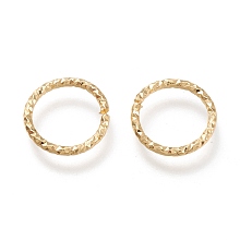 Honeyhandy Brass Jump Rings, Open Jump Rings, Textured, Real 18K Gold Plated, 15 Gauge, 14x1.5mm, Inner Diameter: 11mm