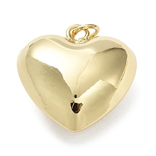 Honeyhandy Eco-Friendly Brass Pendants, Cadmium Free & Lead Free, with Jump Ring, Heart Charm, Real 18K Gold Plated, 26.5x25x13mm