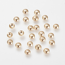 Honeyhandy Brass Bead Caps, Nickel Free, Real 18K Gold Plated, 4x1mm, Hole: 1mm