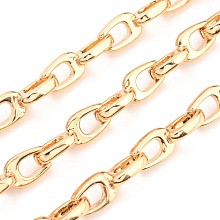 Honeyhandy Alloy Teardrop Link Chains, Unwelded, with Spool, Real 18K Gold Plated, 20.6x7.2x2.4mm, about 3.28 Feet(1m)/Roll