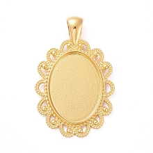 Honeyhandy Alloy Pendant Cabochon Settings, Plain Edge Bezel Cups, Oval, Golden, Tray: 18x25mm, 45x29x2.5mm, Hole: 4x6mm